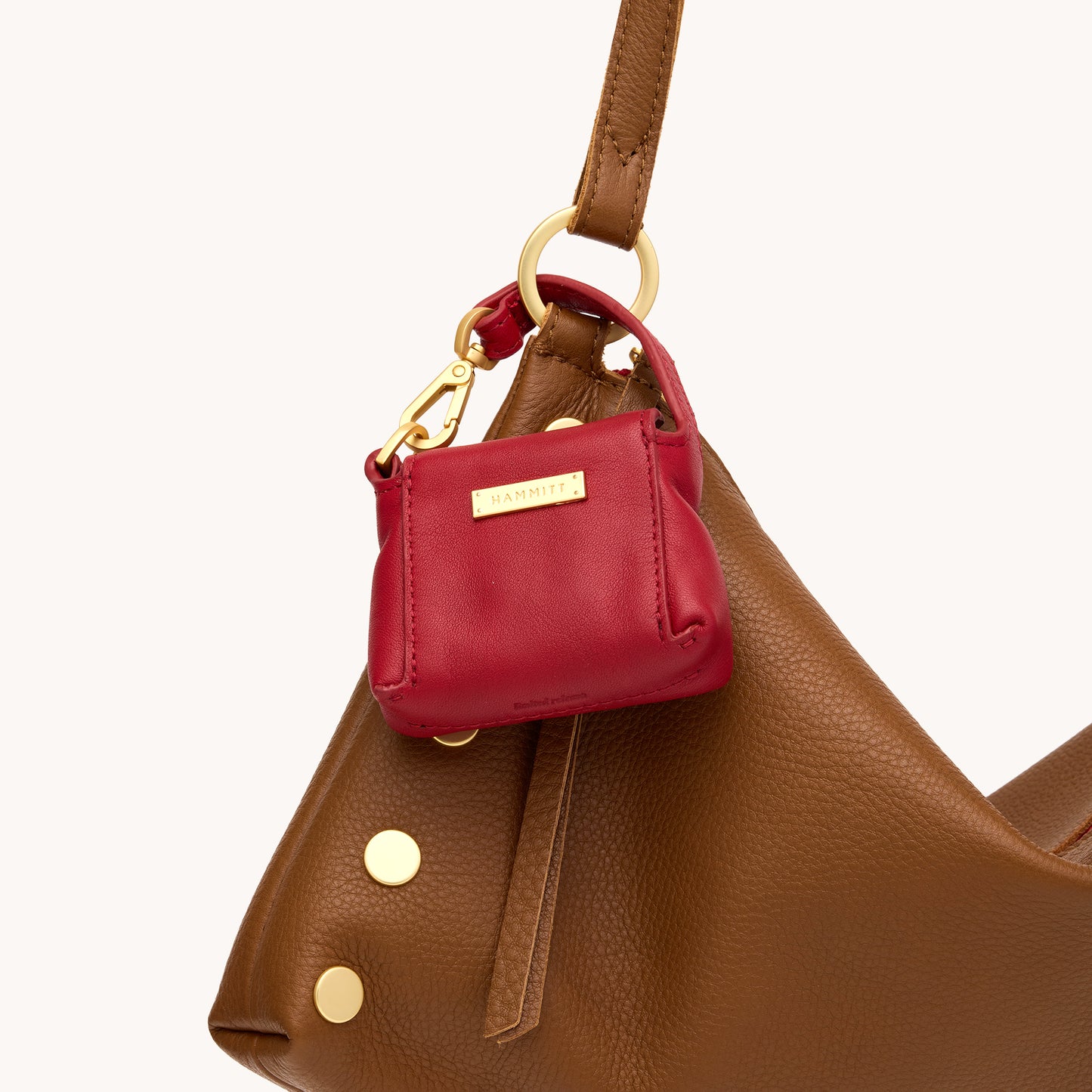 Mini B Charm | Red Flare/Brushed Gold