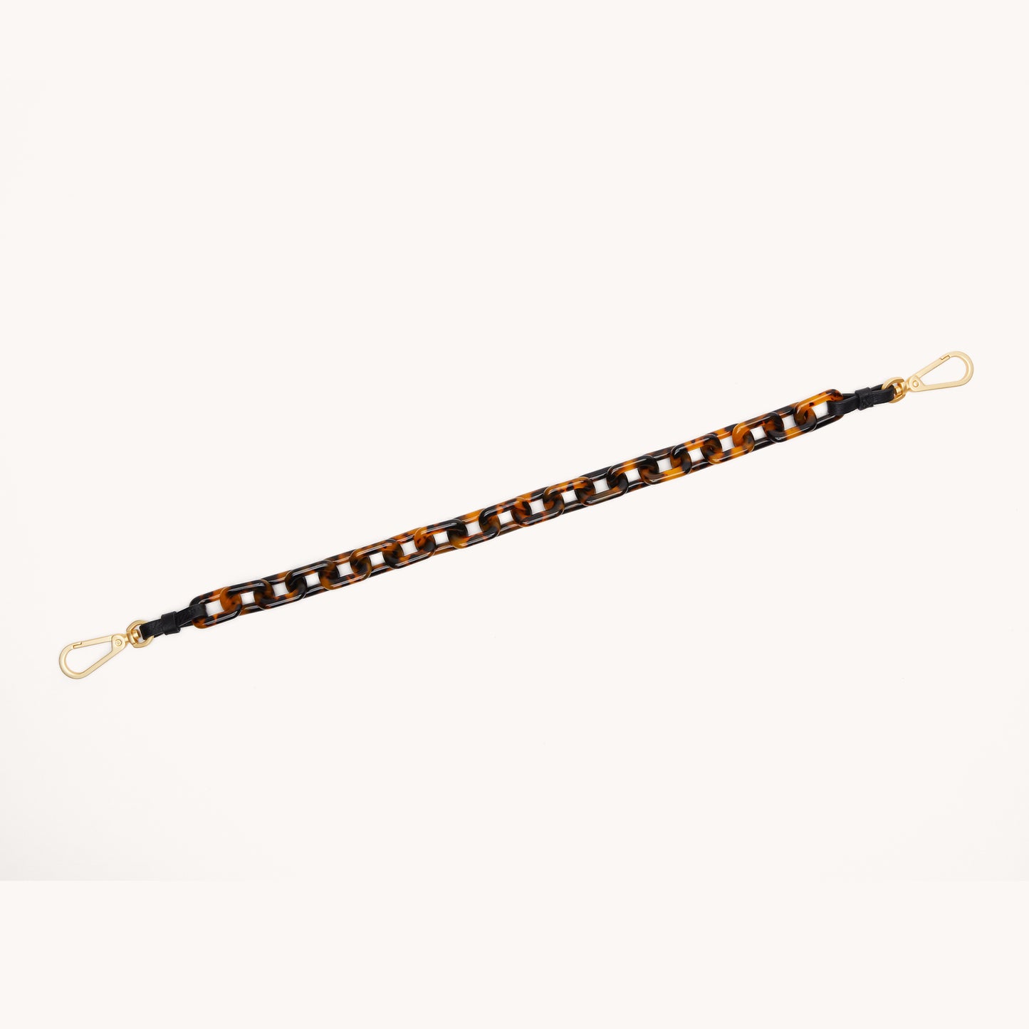 Tortoise Shell Shoulder Strap | Black/Brushed Gold