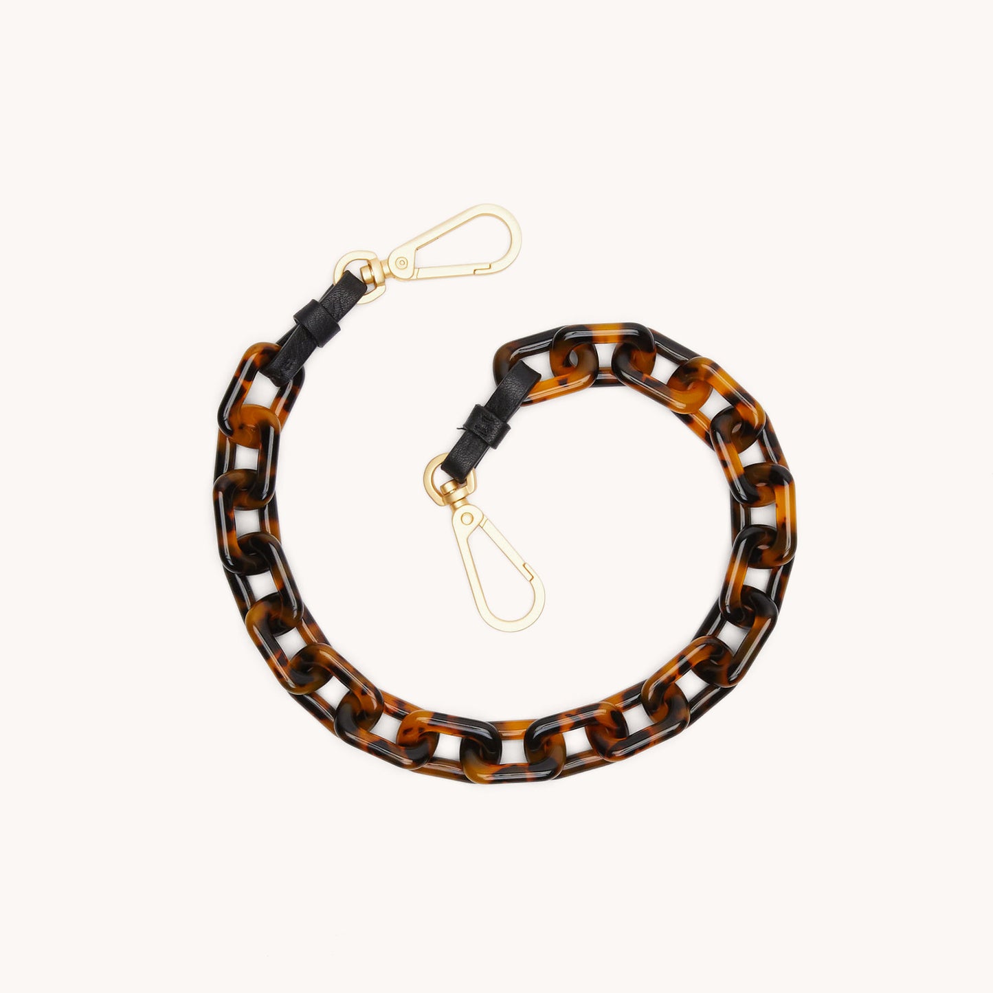 Tortoise Shell Shoulder Strap | Black/Brushed Gold