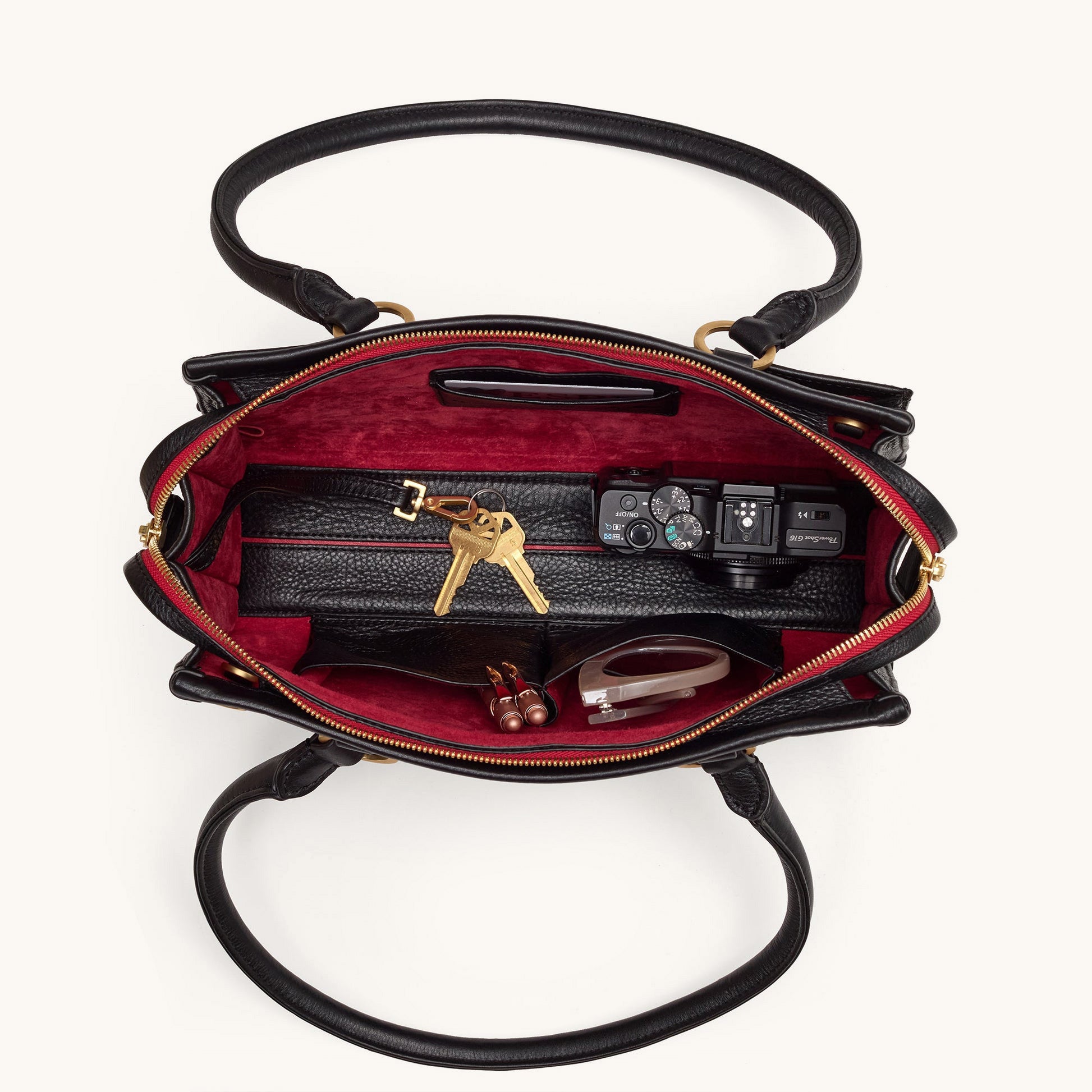 Allen Med-Black-BG-Red Zip-Interior-View