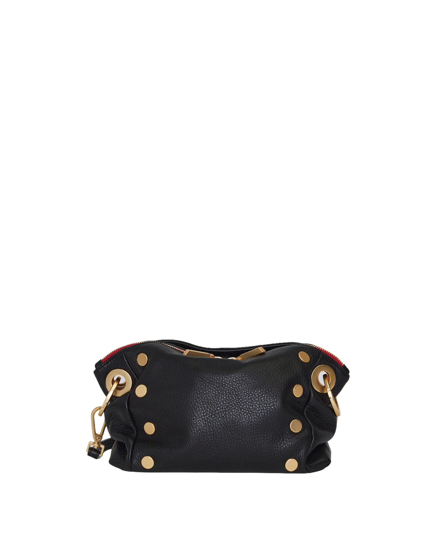 Daniel Crossbody Clutch | Black/Brushed Gold Red Zip | Sml