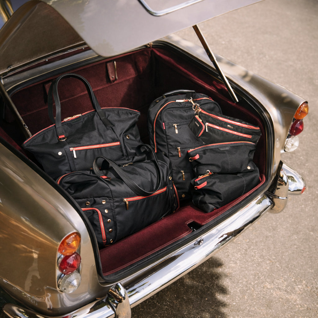 Eden Backpack | Black Nylon/Gold Red Zip