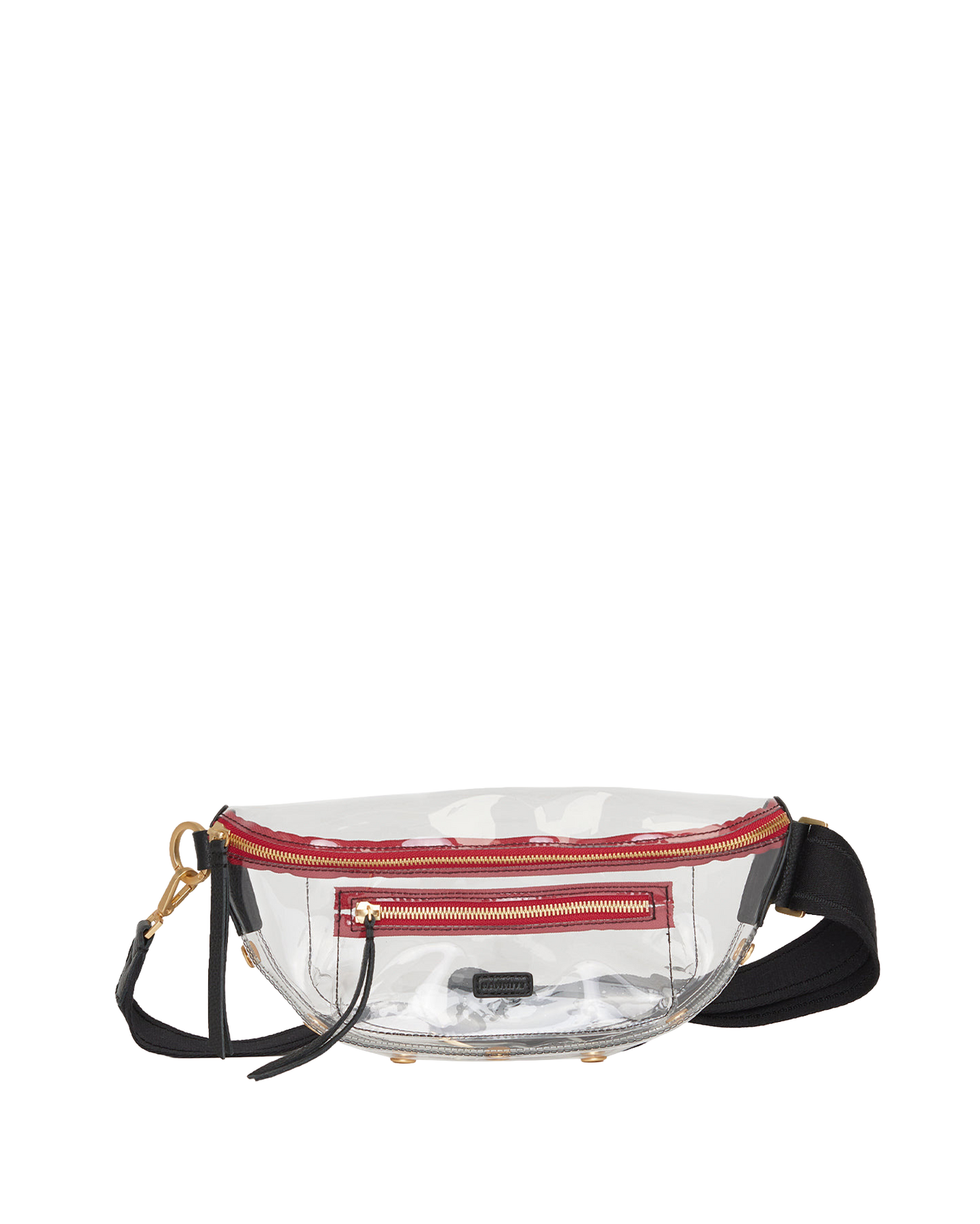 Charles Crossbody Clear | Black/Brushed Gold Red Zip