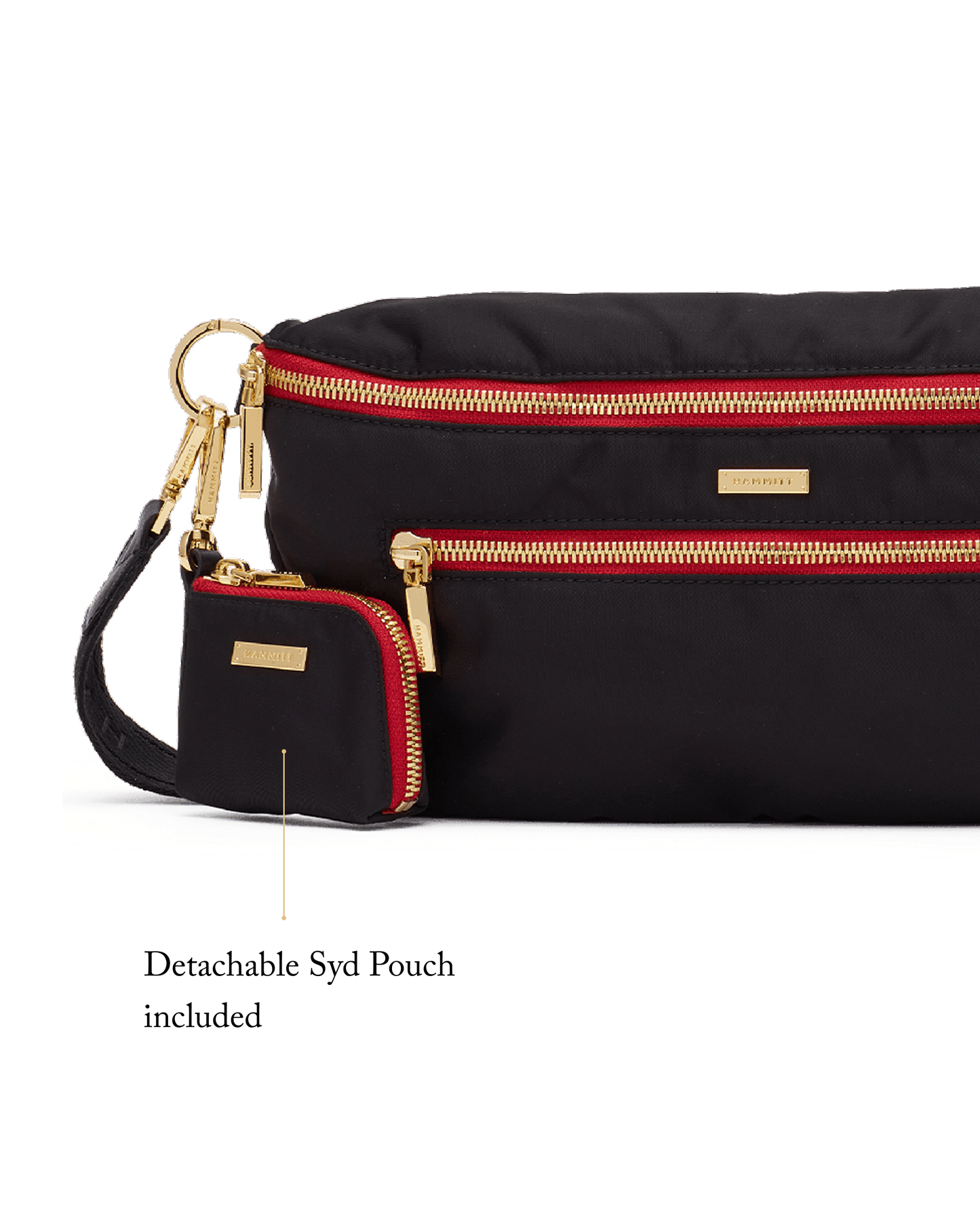 Charles Crossbody | Black Nylon/Gold Red Zip | Lrg