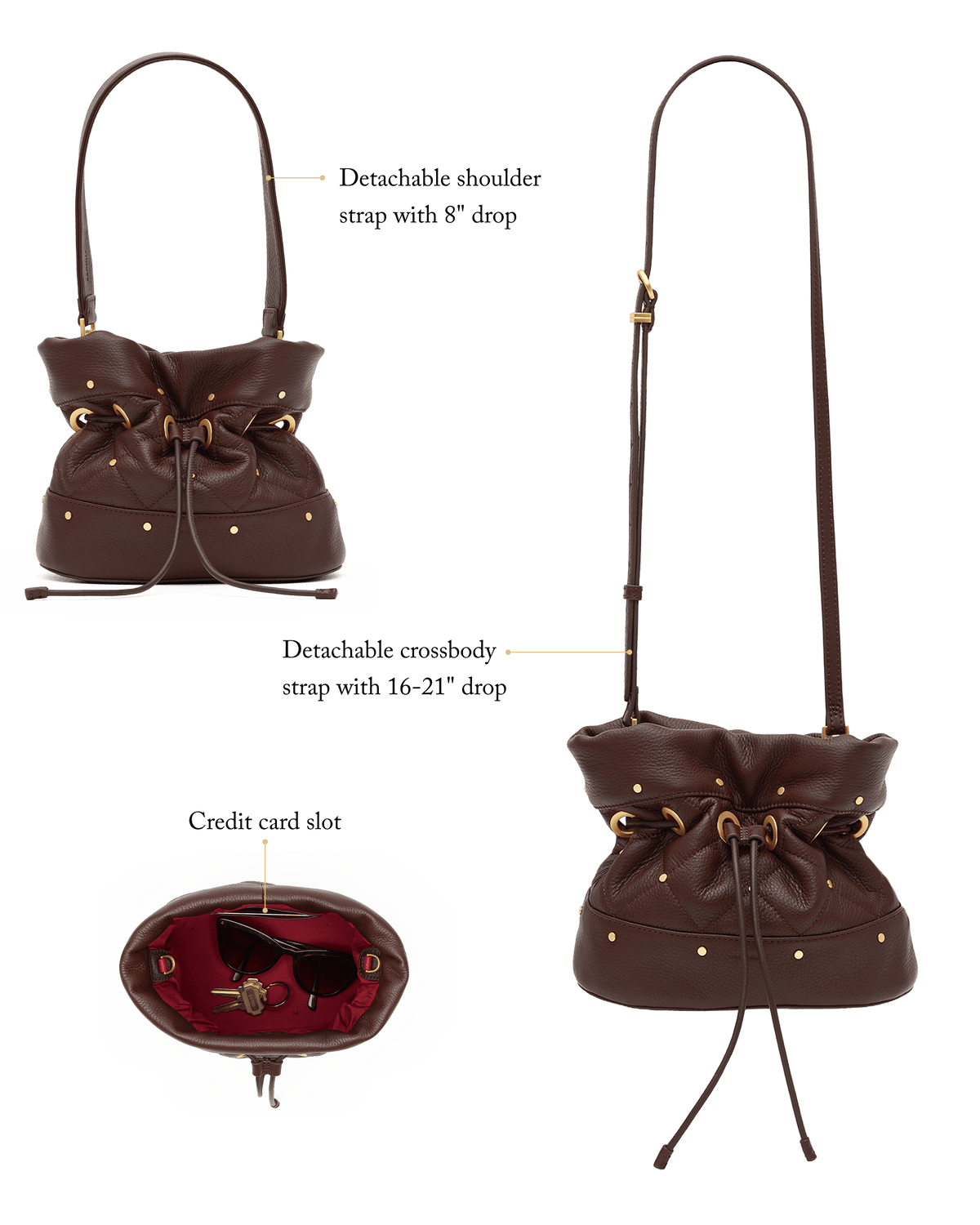 Gianna | Quilted Espresso/Brushed Gold | Sml