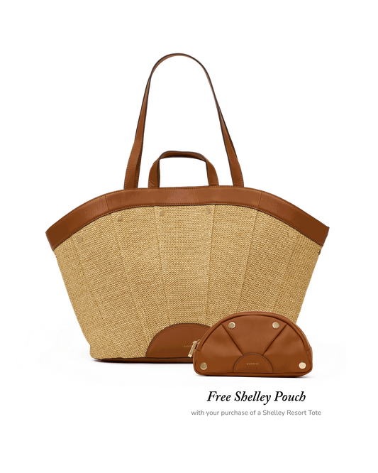 Shelley Tote | Cocoa Raffia/Gold