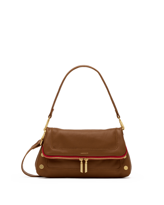 Beverly-Med-Mahogany-Pebble-BG-Red-Zip-Front-View