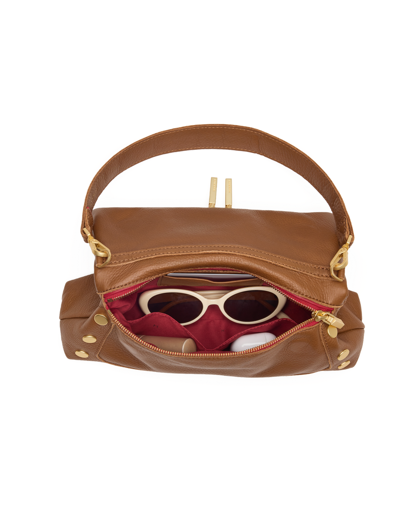 Beverly | Mahogany Pebble/Brushed Gold Red Zip | Med