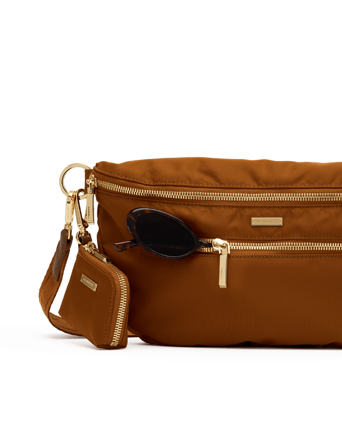 Charles-Crossbody-Lrg-Amber-Nylon-G-Front-View-Detail