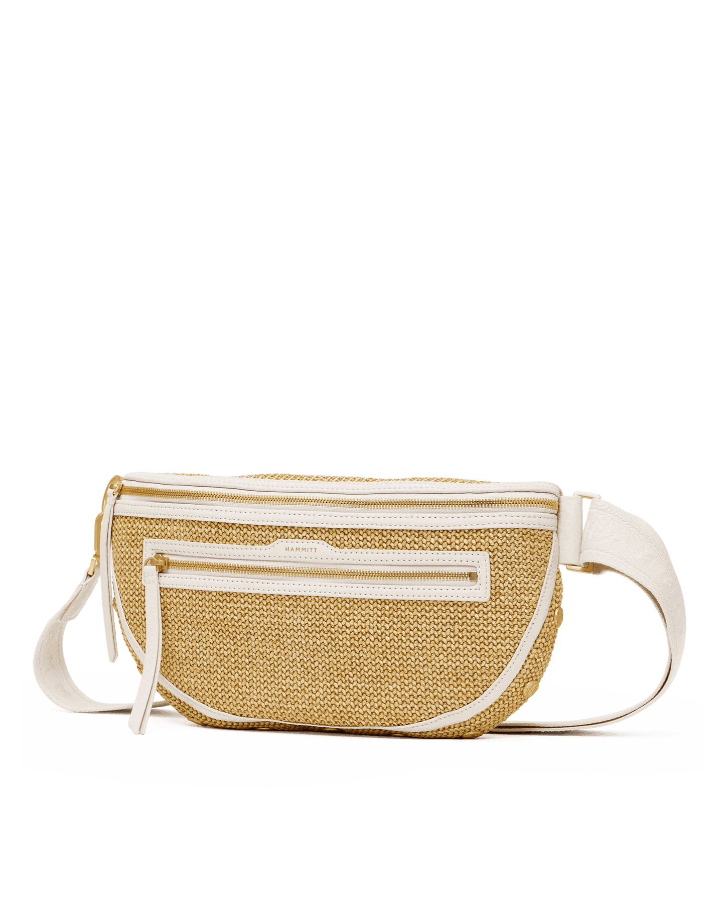 Charles Crossbody | Calla Lily White Raffia/Brushed Gold Hammered | Lrg