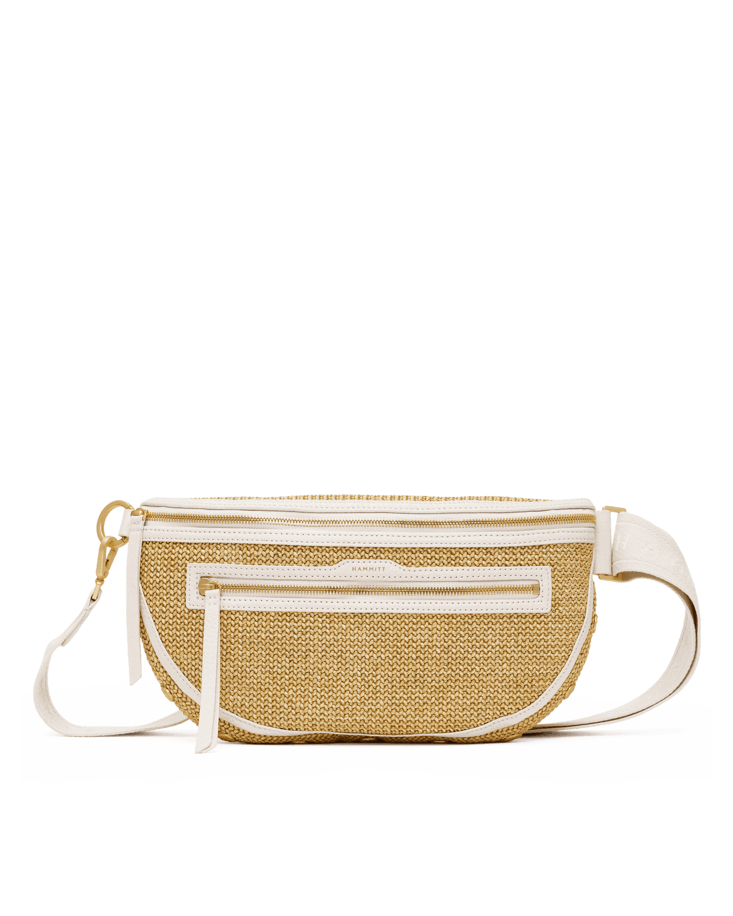 Charles Crossbody | Calla Lily White Raffia/Brushed Gold Hammered | Lrg