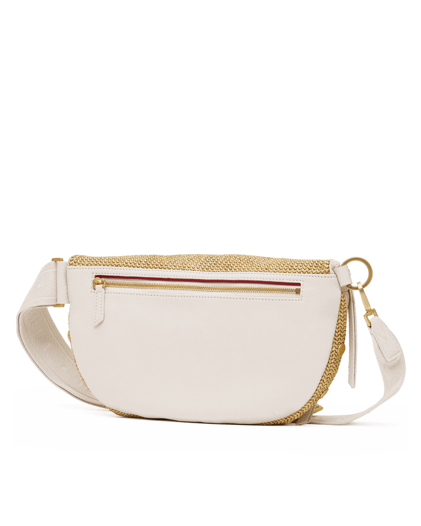 Charles Crossbody | Calla Lily White Raffia/Brushed Gold Hammered | Lrg
