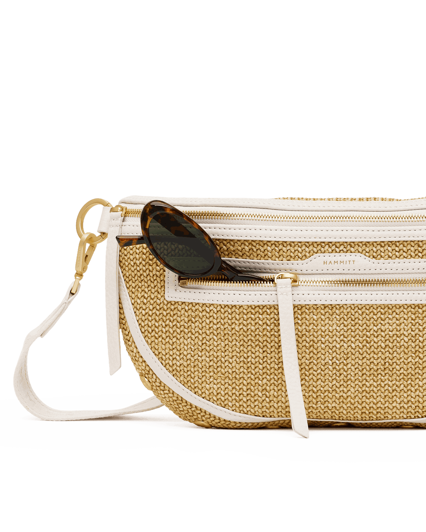 Charles Crossbody | Calla Lily White Raffia/Brushed Gold Hammered | Lrg