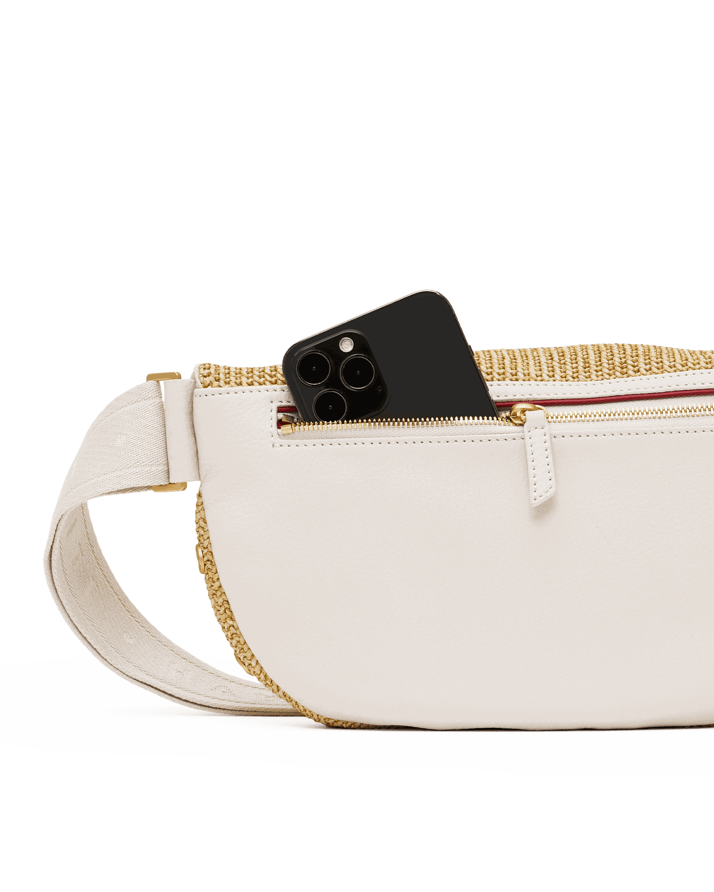 Charles Crossbody | Calla Lily White Raffia/Brushed Gold Hammered | Lrg