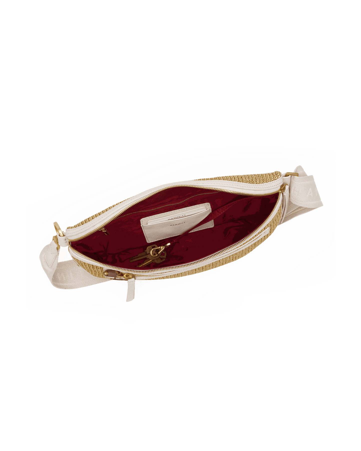 Charles Crossbody | Calla Lily White Raffia/Brushed Gold Hammered | Lrg