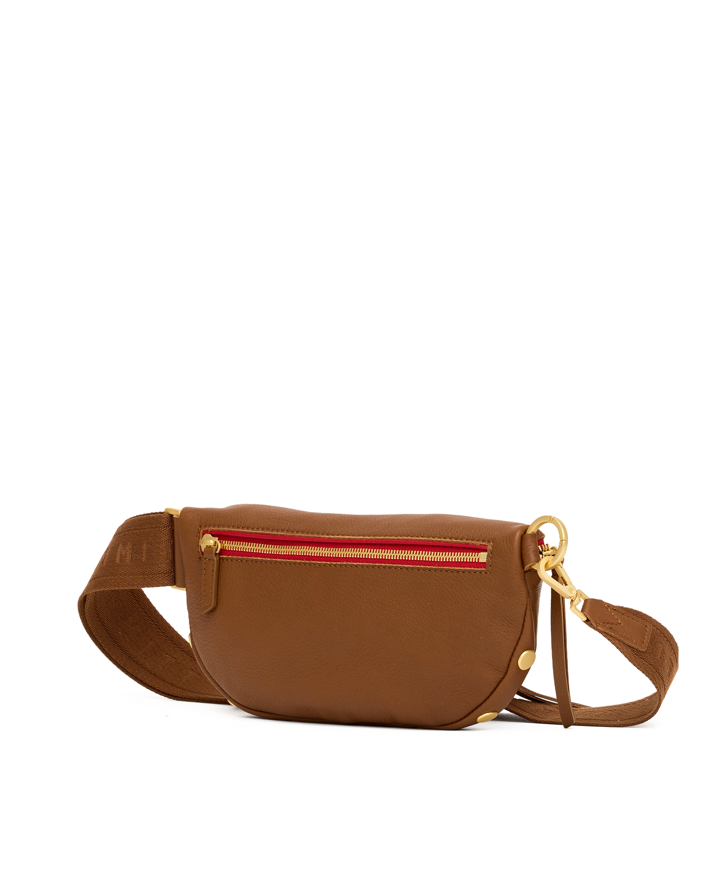 Charles Crossbody | Mahogany Pebble/Brushed Gold Red Zip | Med