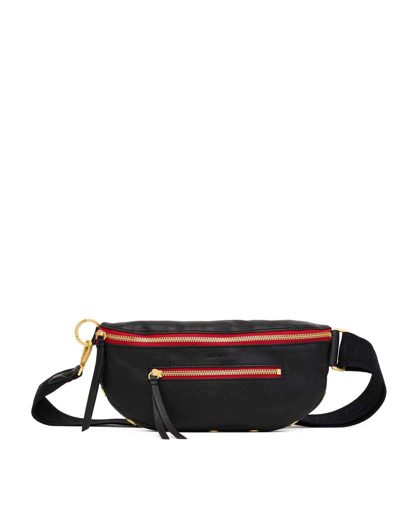 Charles Crossbody | Black/Brushed Gold Red Zip
