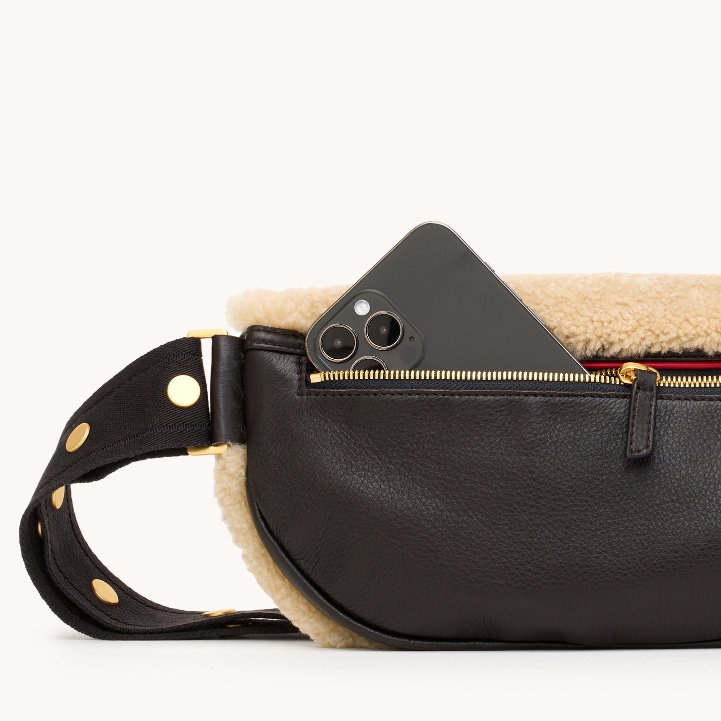 Charles Crossbody | Sundance Shearling/Brushed Gold | Med