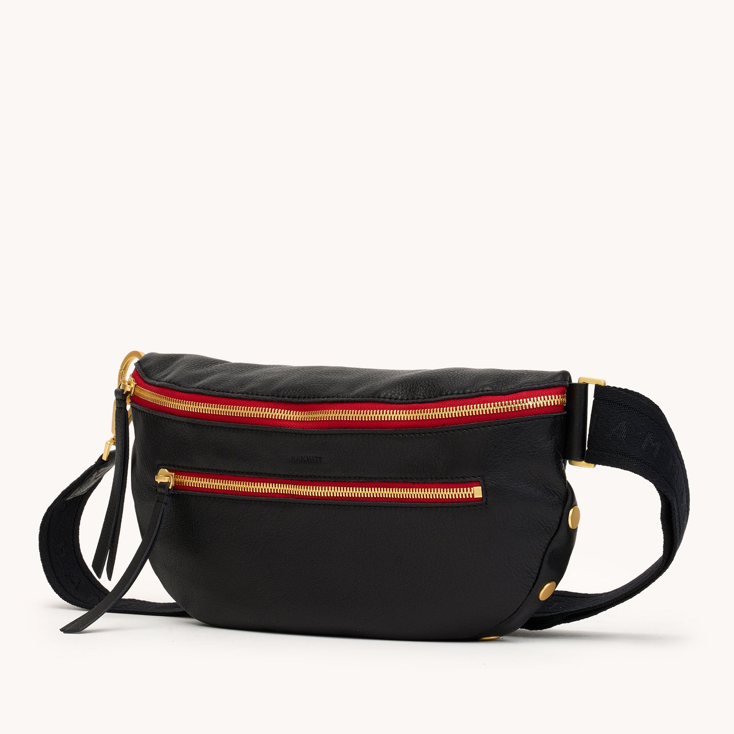 Charles Crossbody | Black/Brushed Gold Red Zip | Lrg