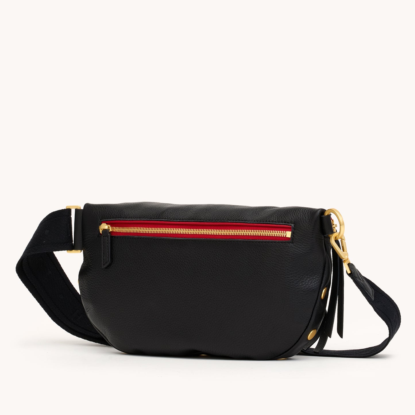 Charles Crossbody | Black/Brushed Gold Red Zip | Lrg