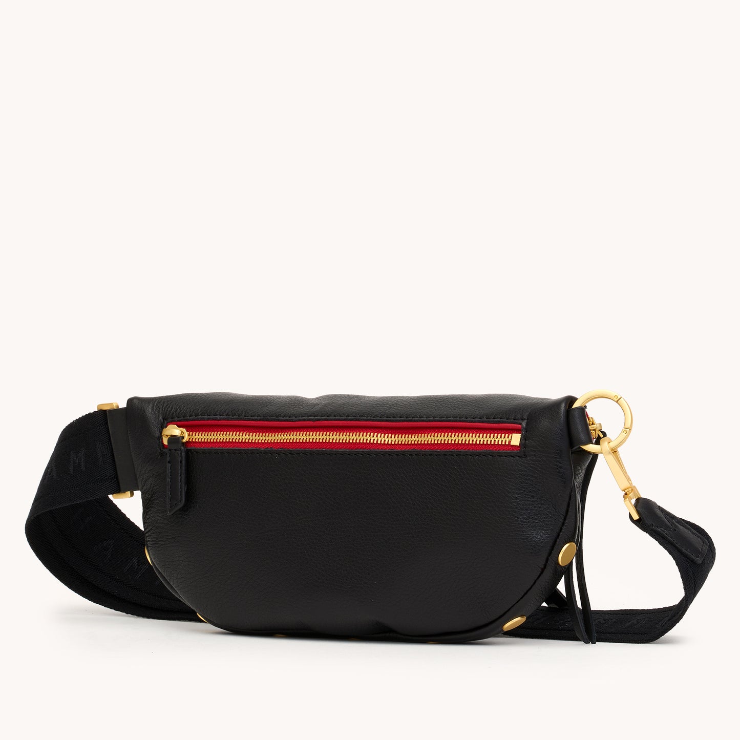 Charles Crossbody | Black/Brushed Gold Red Zip | Med