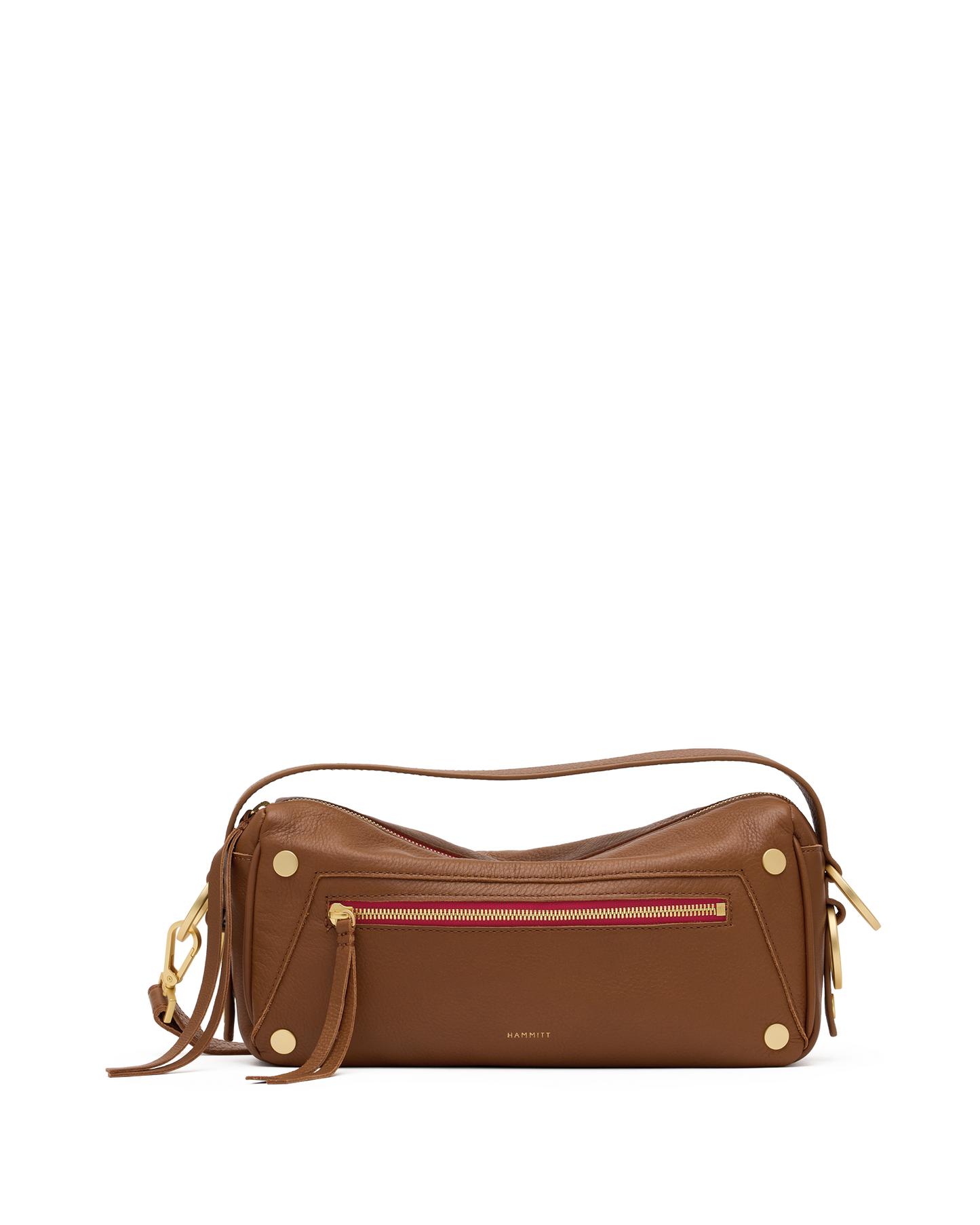 Doxie | Mahogany Pebble/Brushed Gold Red Zip | Med
