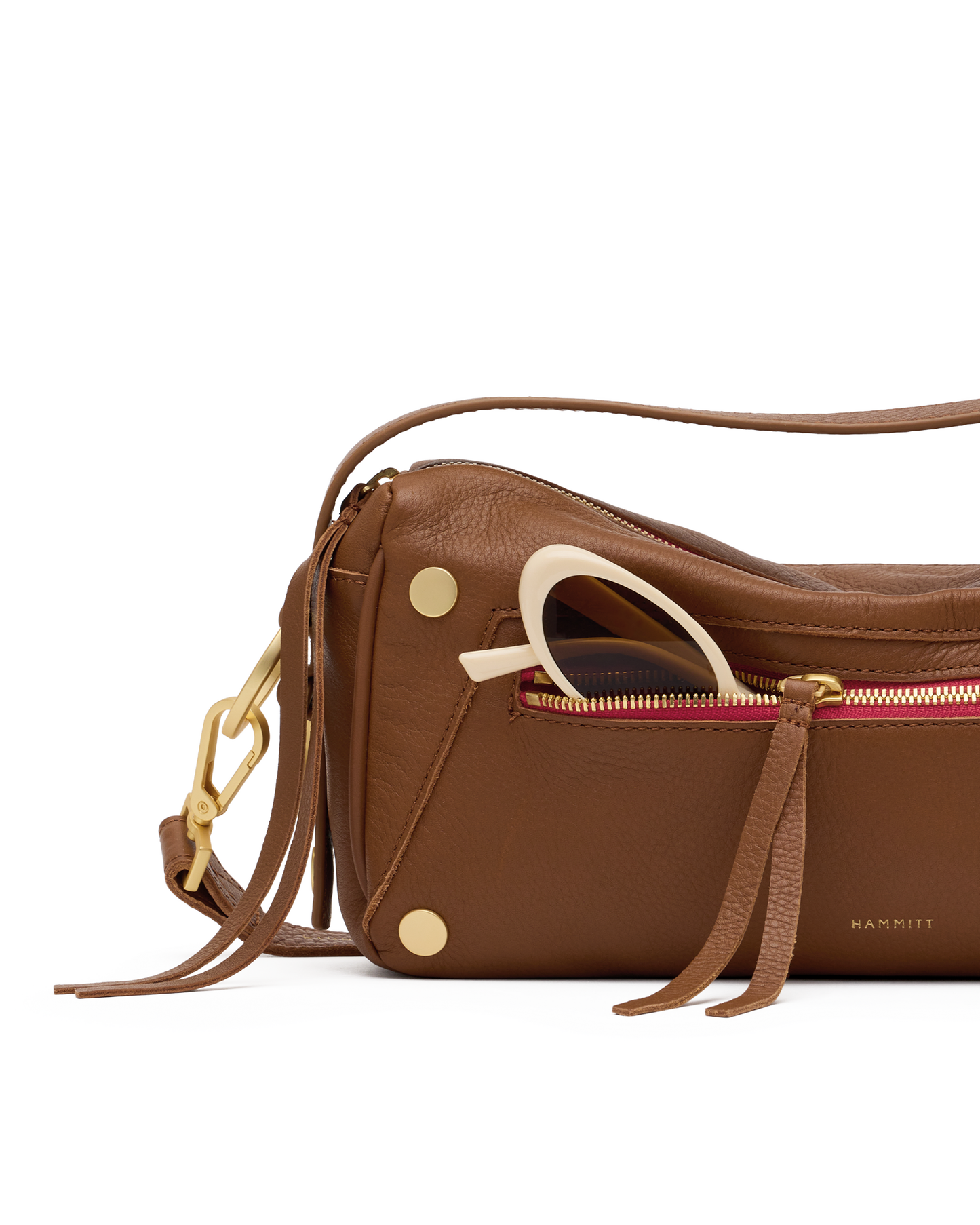Doxie | Mahogany Pebble/Brushed Gold Red Zip | Med