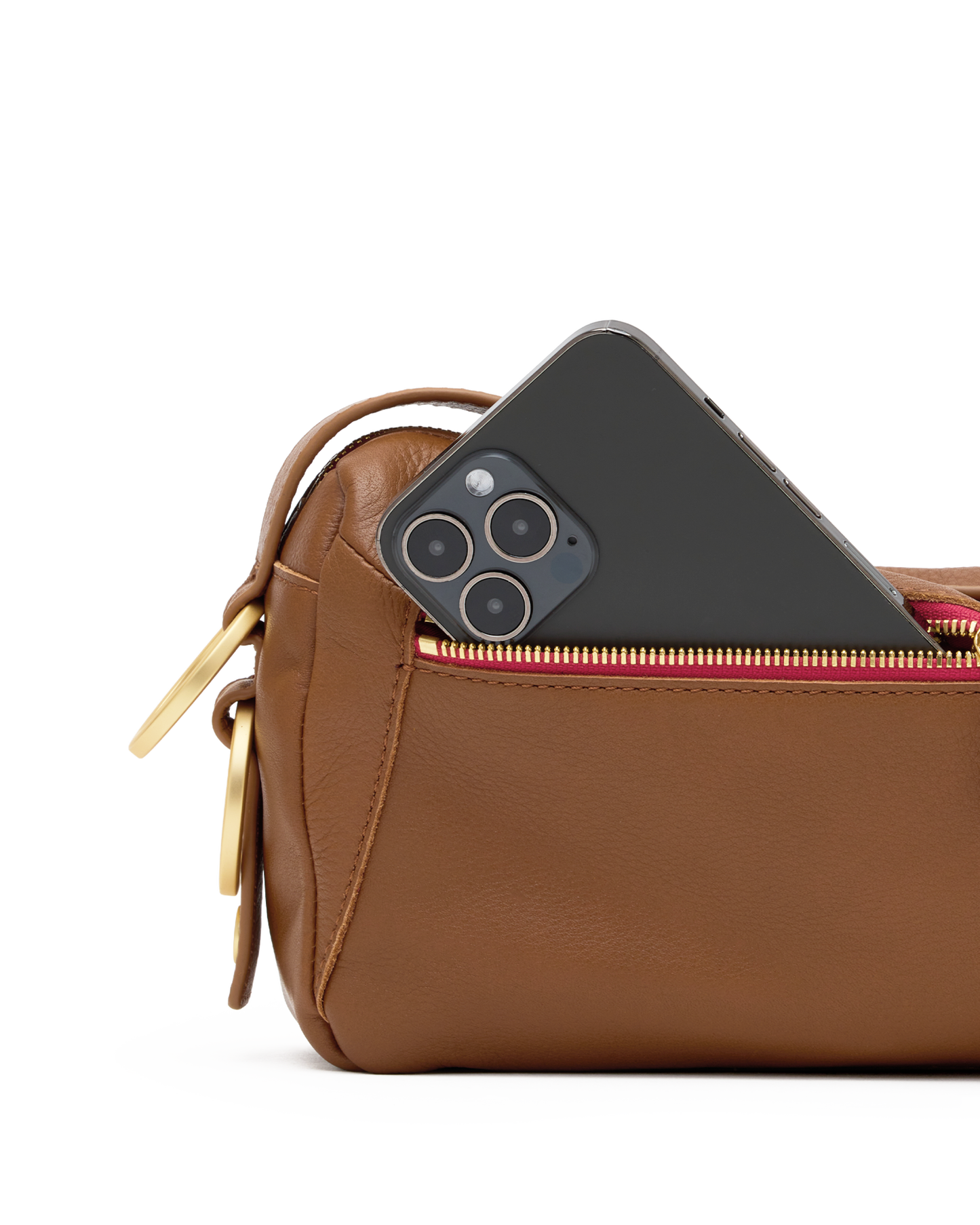 Doxie | Mahogany Pebble/Brushed Gold Red Zip | Med