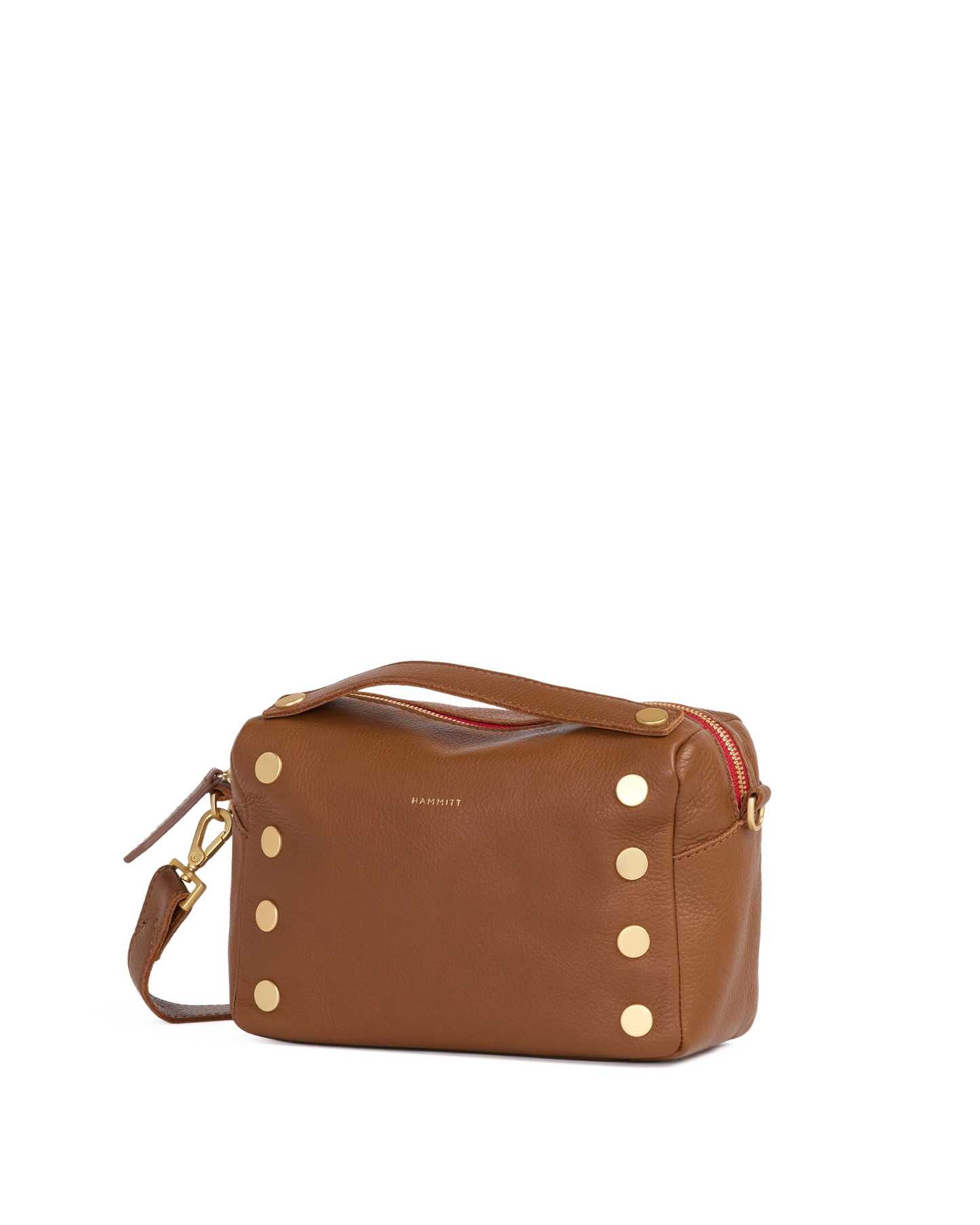 Evan Crossbody | Mahogany Pebble/Brushed Gold Red Zip | Sml
