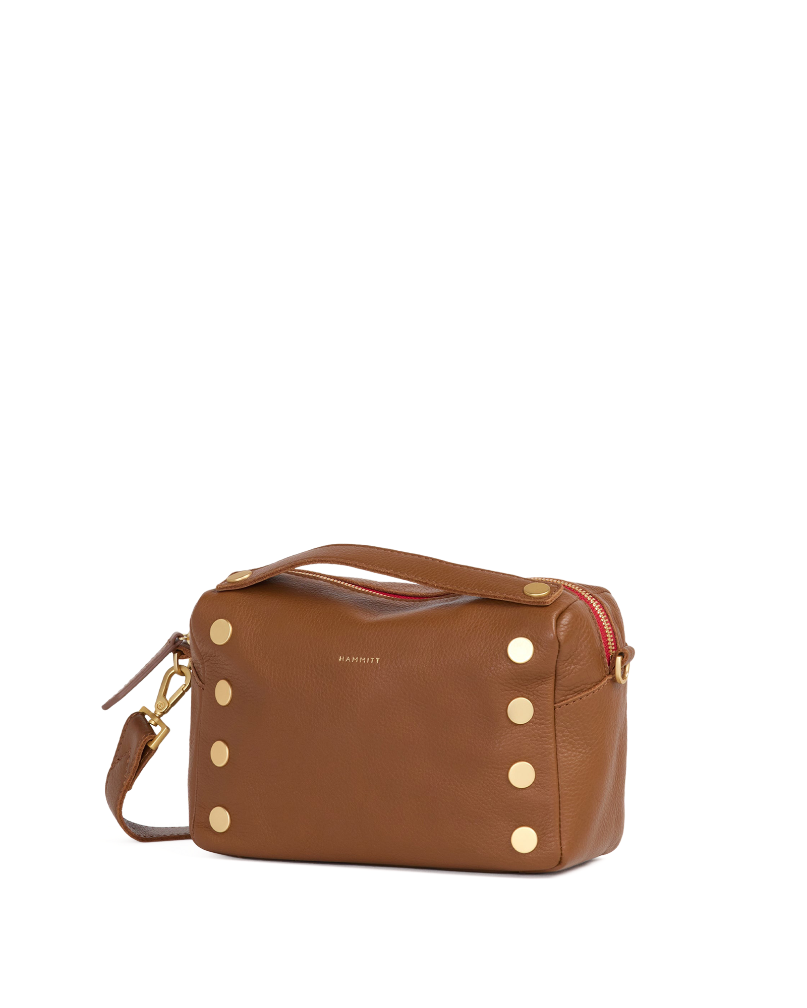 Hammitt Evan Small Crossbody Mahogany Pebble / Brushed Gold Red Zip