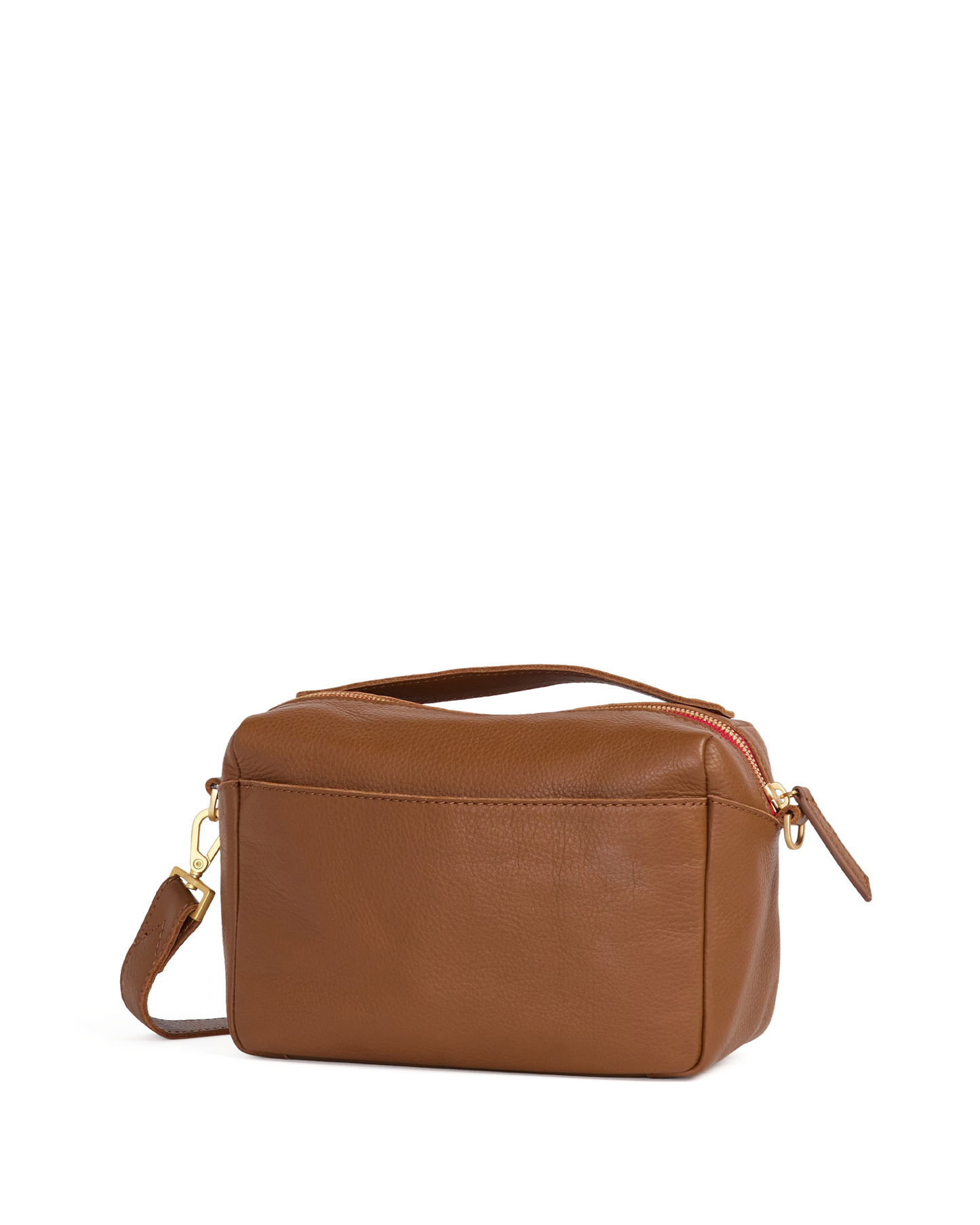 Evan Crossbody | Mahogany Pebble/Brushed Gold Red Zip | Sml