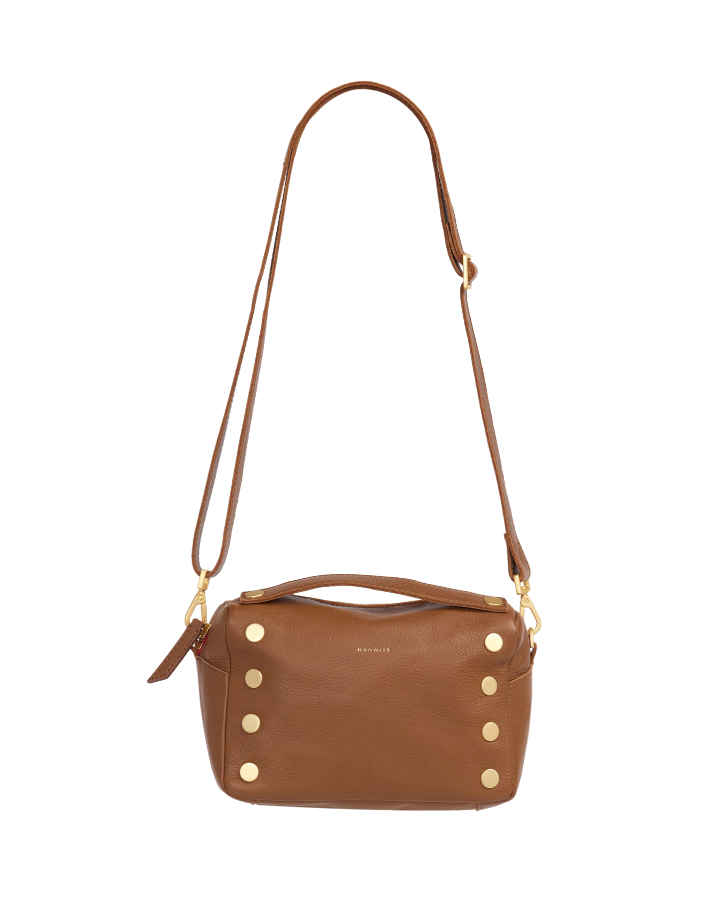 Evan Crossbody | Mahogany Pebble/Brushed Gold Red Zip | Sml