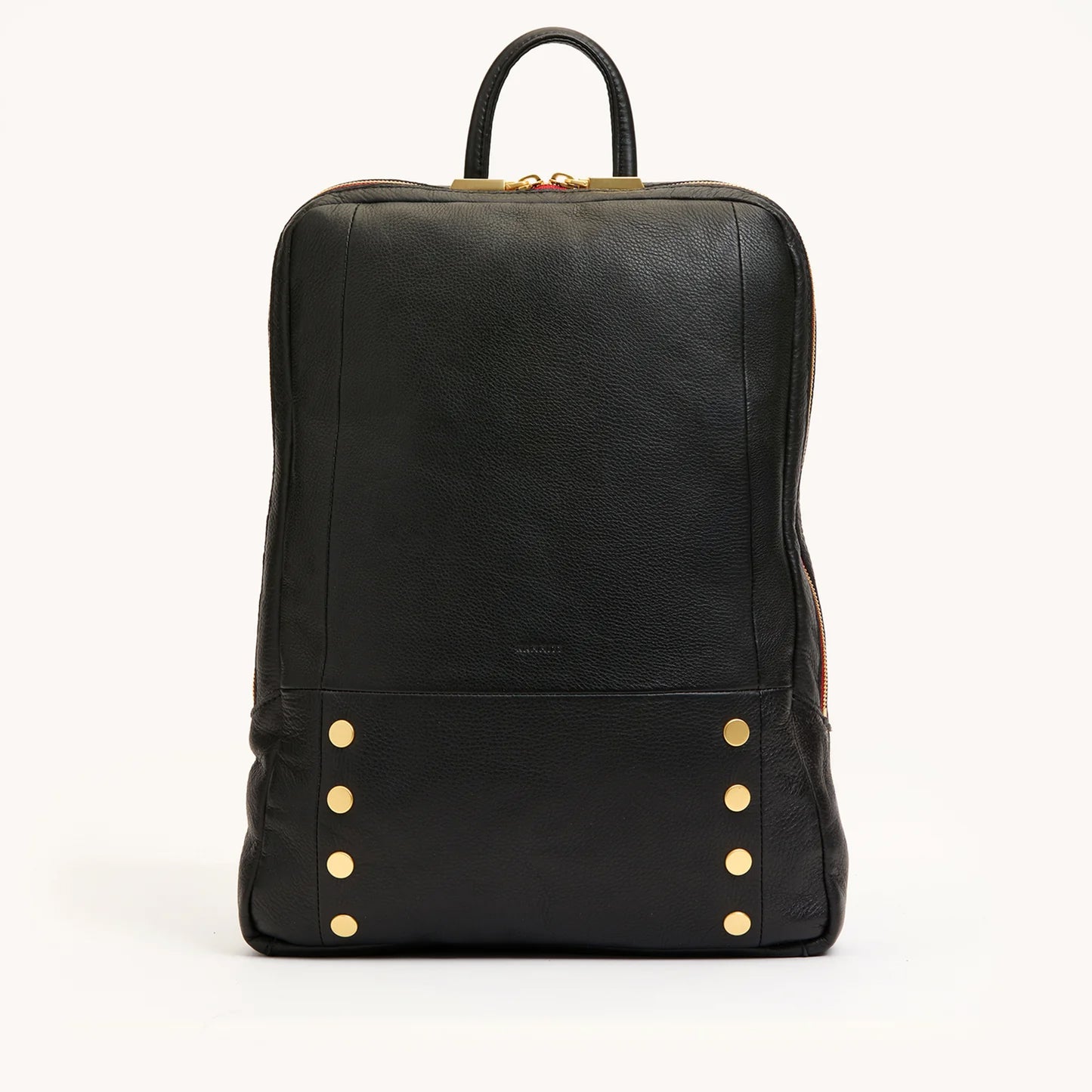 Hunter-Backpack-Black-BG-Red-Zip-Front-View