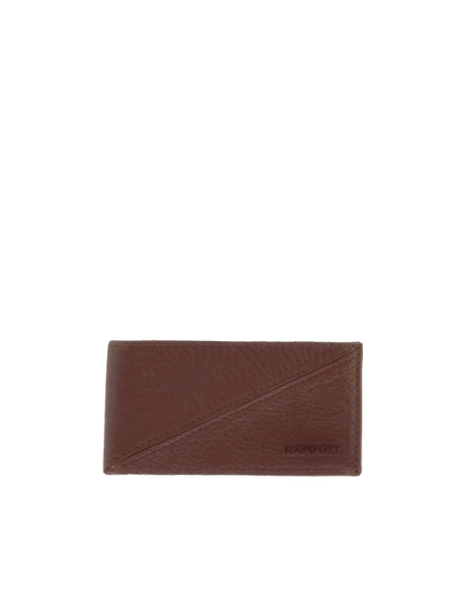 Brown leather cardholder on a white background