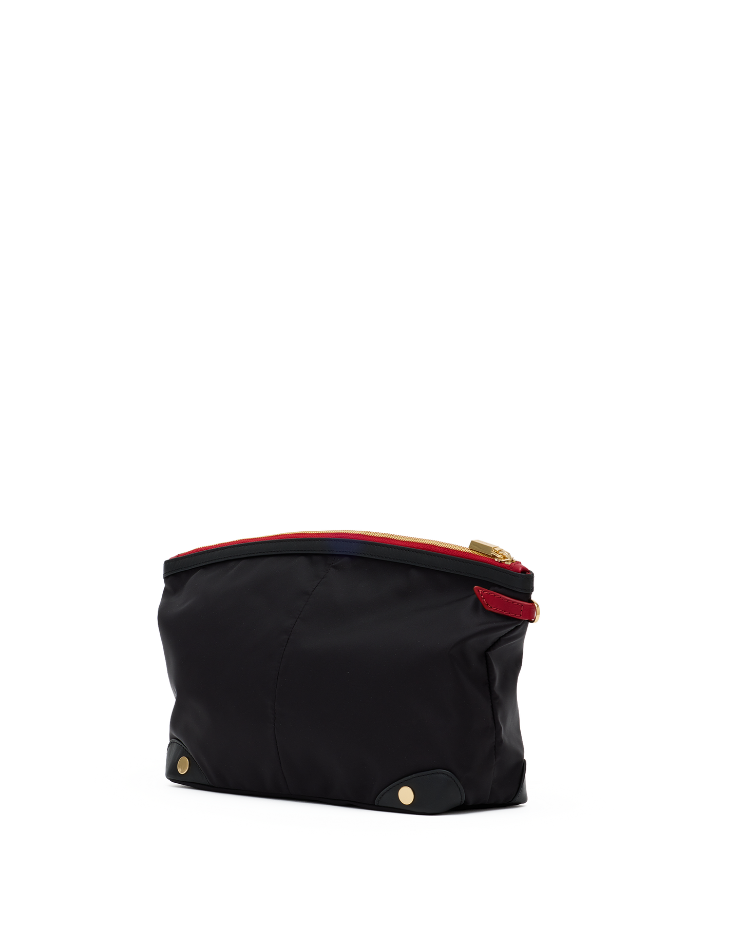 Nicky Cosmetic Pouch | Black Nylon/Gold Red Zip | Lrg