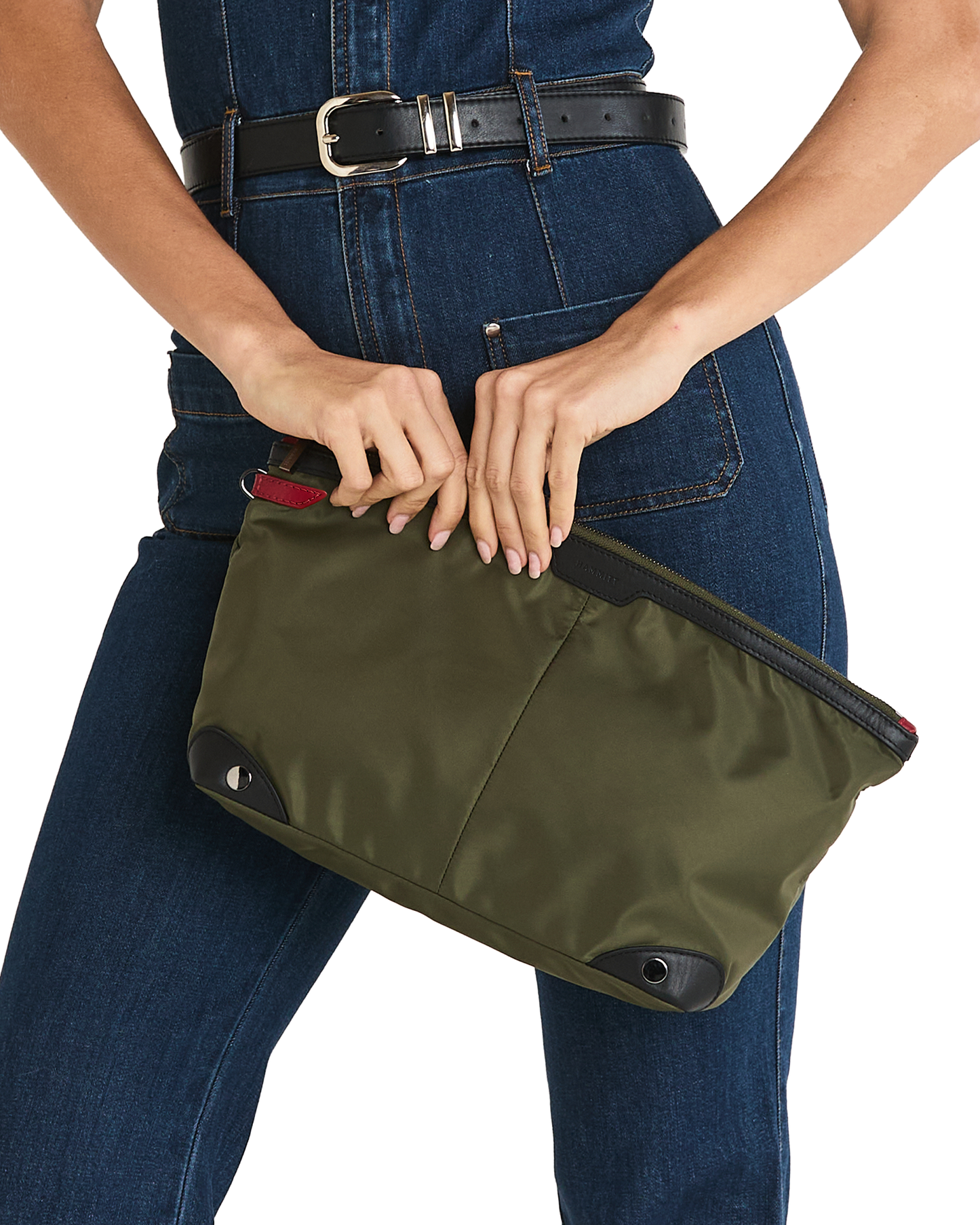 Nicky Cosmetic Pouch | Jade Nylon/Gunmetal | Lrg