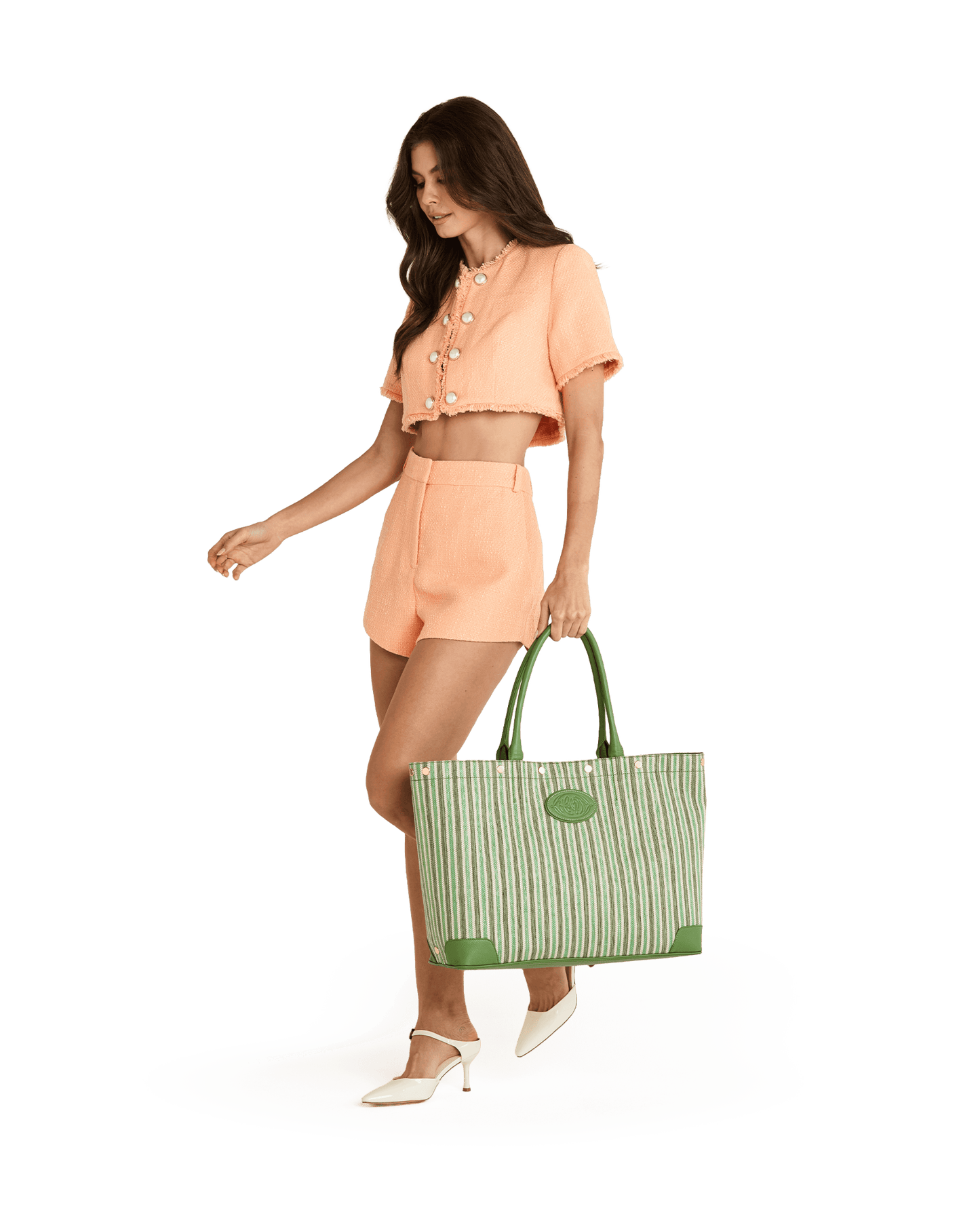 Olympia-Tote-Pickle-Stripe-G-Model-View-4