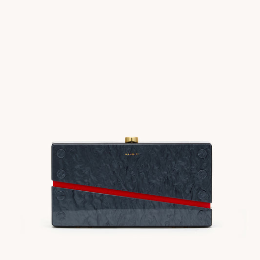Soiree Clutch | Carrara Black/Brushed Gold | Med