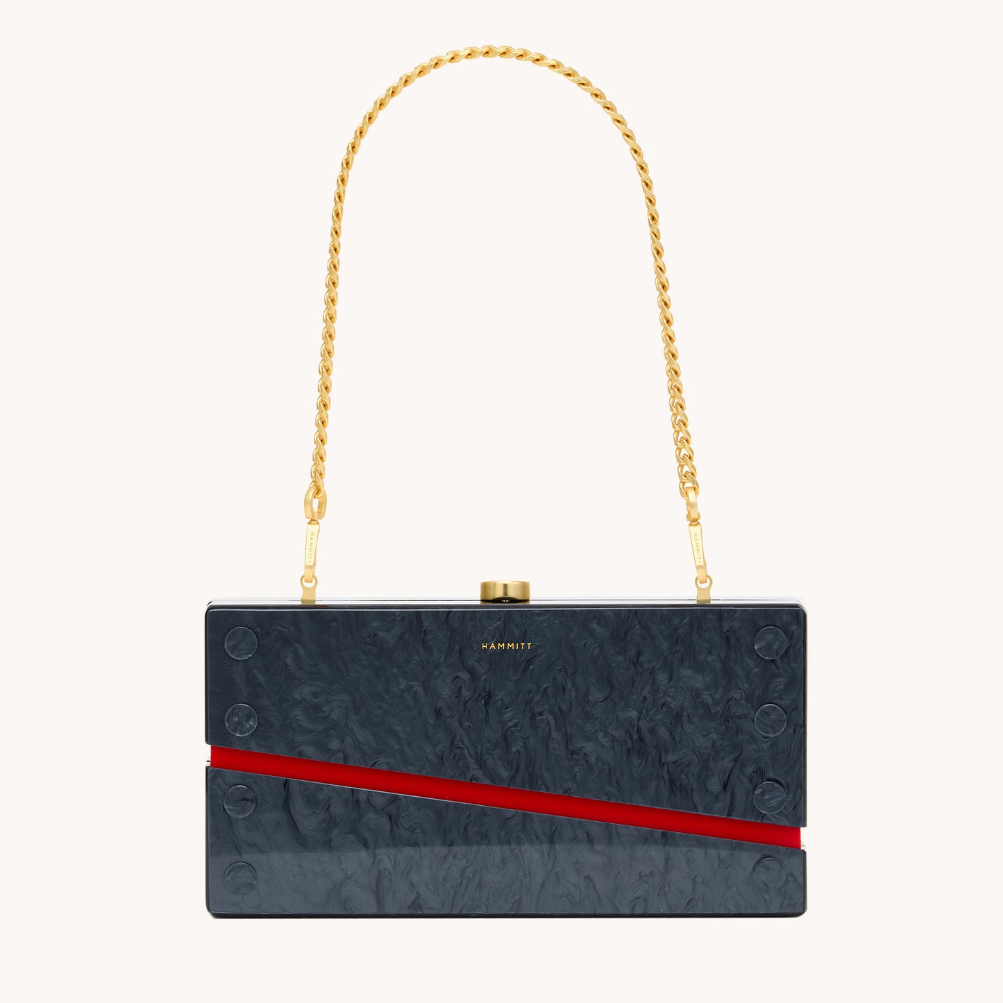 Soiree Clutch | Carrara Black/Brushed Gold | Med
