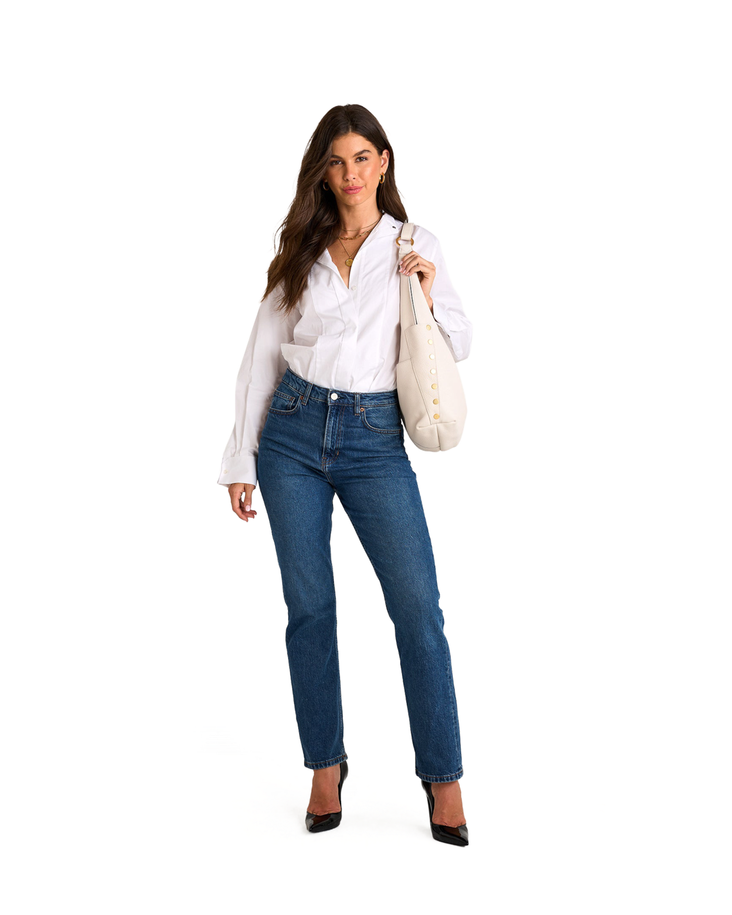 Model height is 5'9.5''