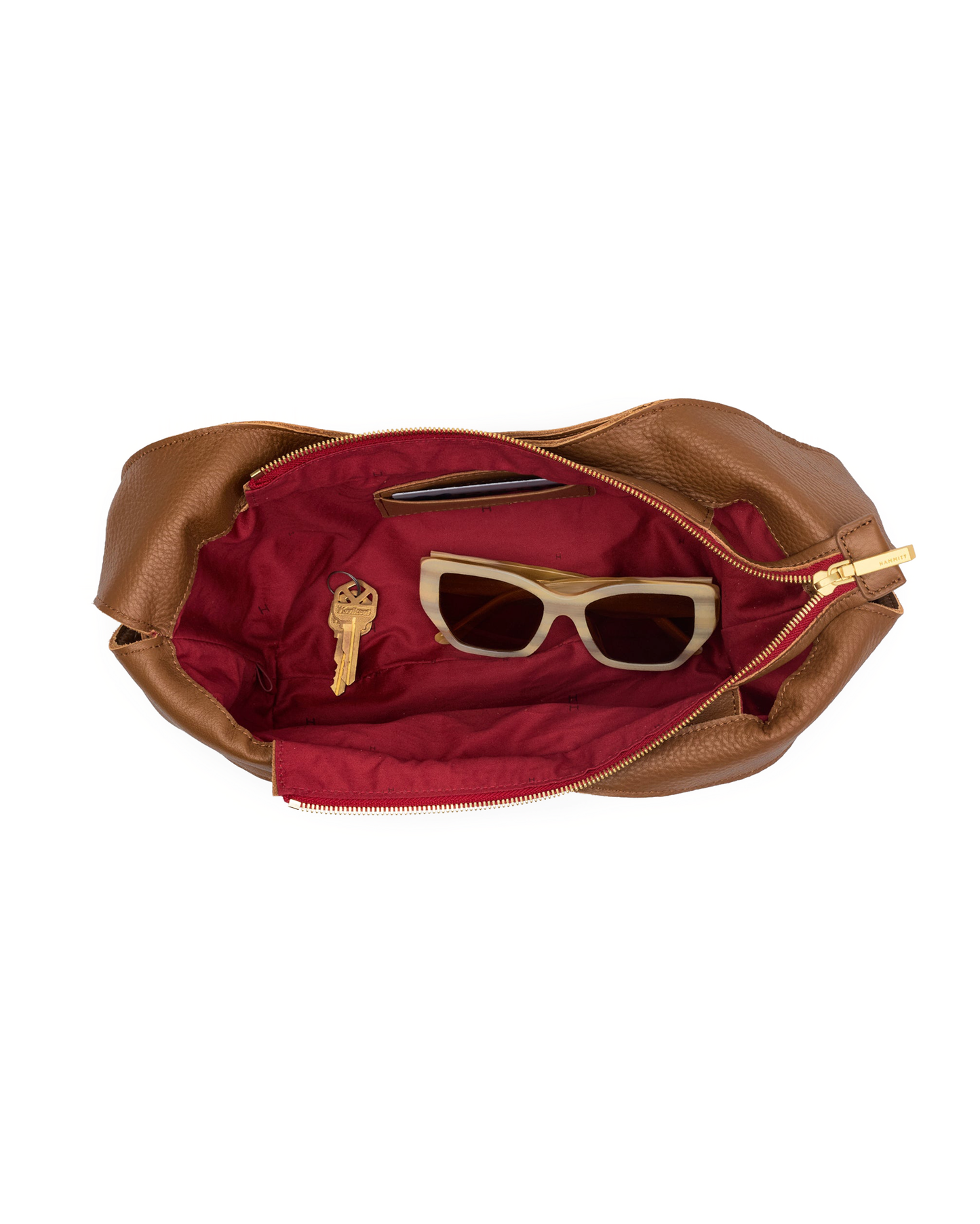 Tom Zip | Mahogany Pebble/Brushed Gold Red Zip | Med