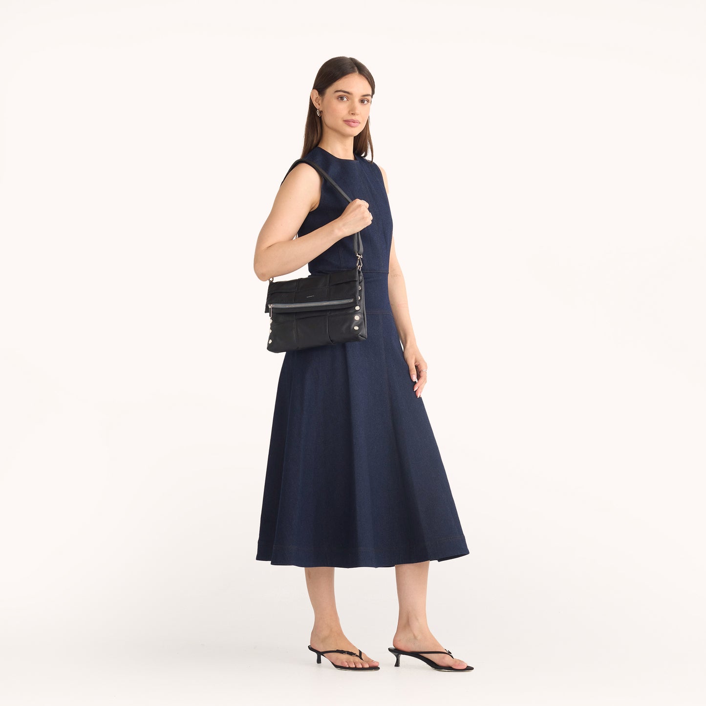 Model height is 5'8.5''