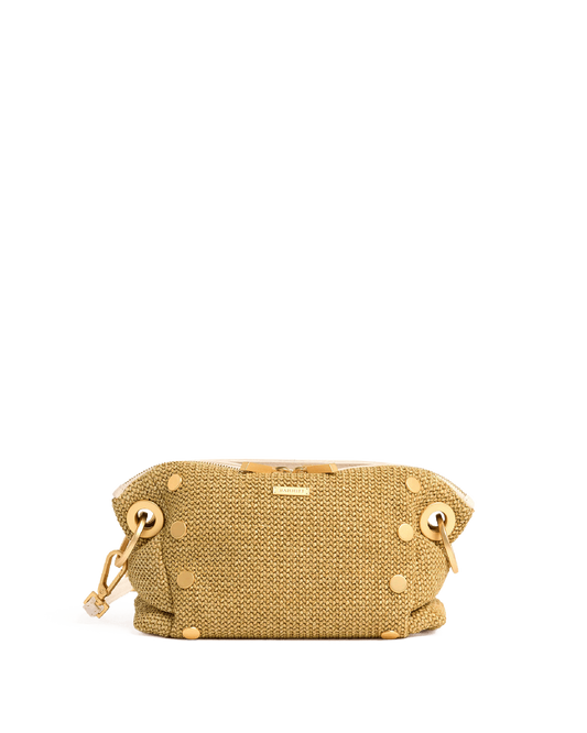 Daniel Crossbody Clutch | Calla Lily White Raffia/Brushed Gold | Sml