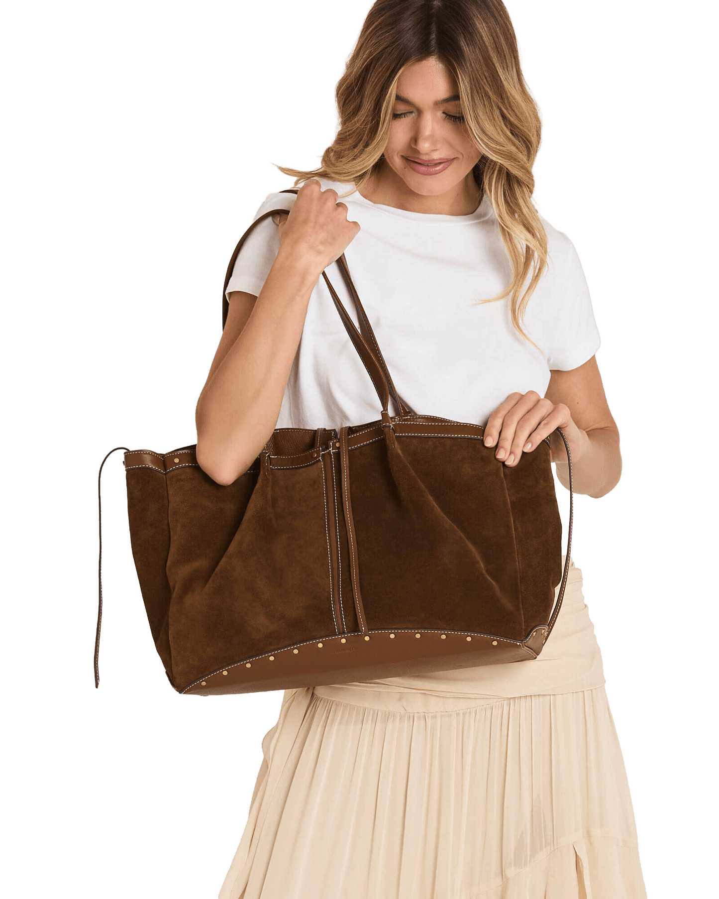 Meryl Carryall | Cinnamon Suede/Antique Gold