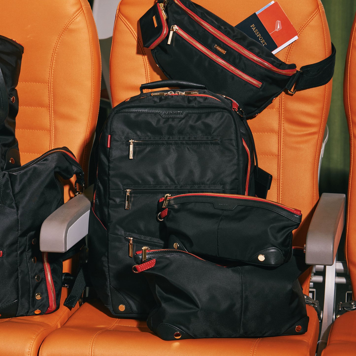 Eden Backpack | Black Nylon/Gold Red Zip