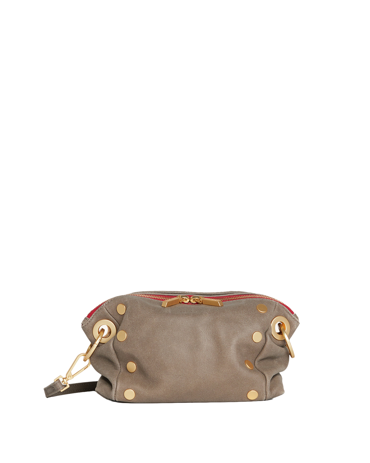 Daniel Crossbody Clutch | Pewter/Brushed Gold Red Zip