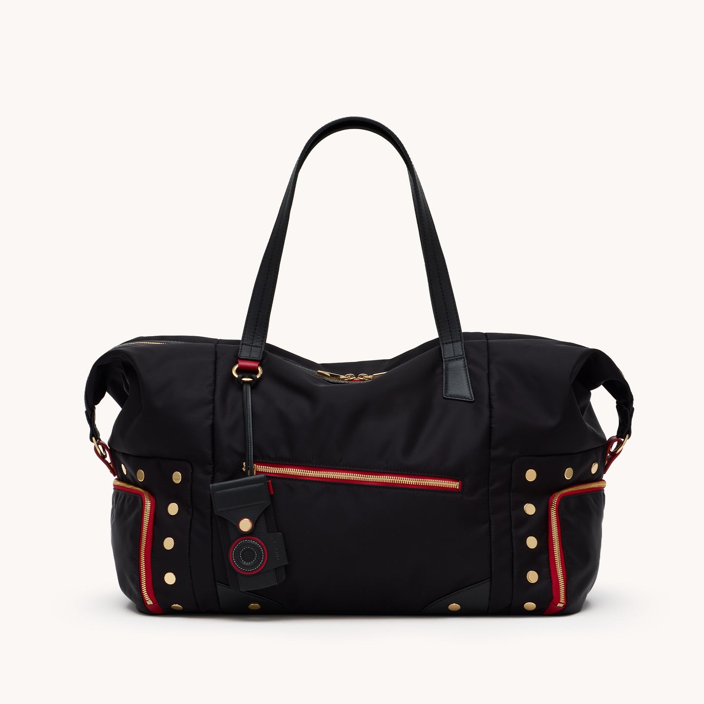 Ivy-Weekender-Black-Nylon-G-Red-Zip-Detail-View