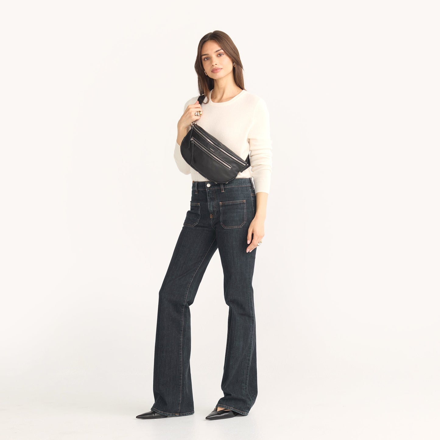 Model height is 5'8.5''