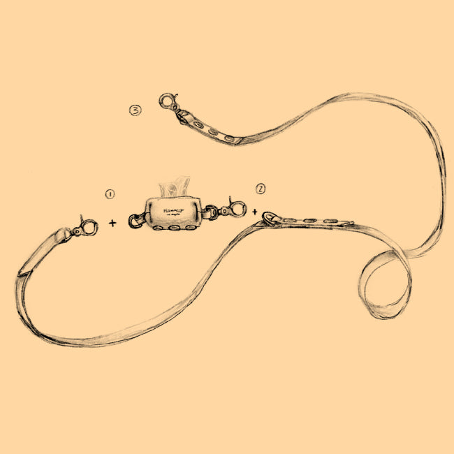 Image of sketch design of Hammitt collar and leash.