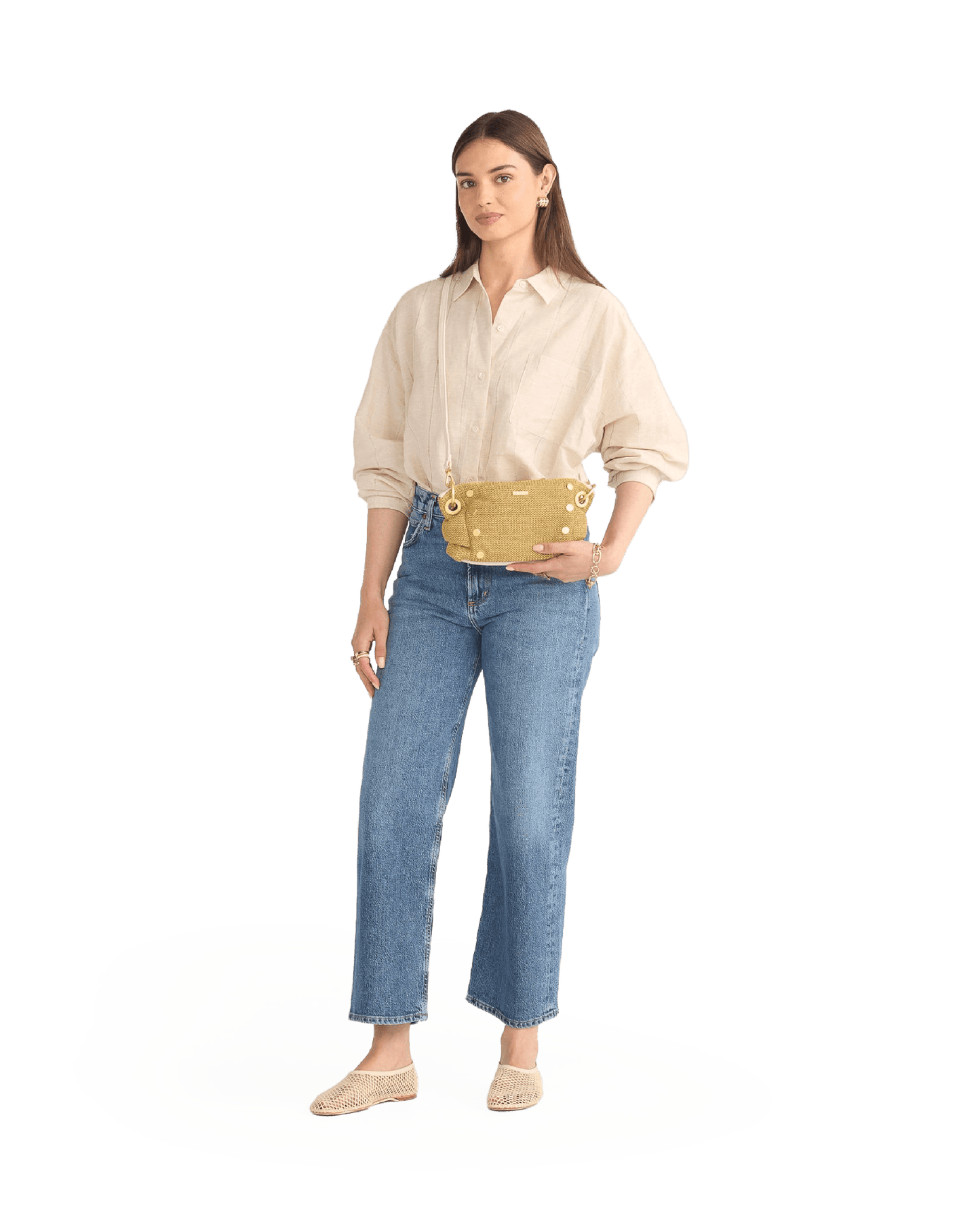 Daniel-Crossbody-Clutch-Sml-Calla-Lily-White-Raffia-BG-Model-View